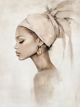 Modern chic en abstract portret in pasteltinten van Carla Van Iersel