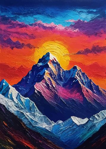 Mount Everest zonsondergang 's avonds