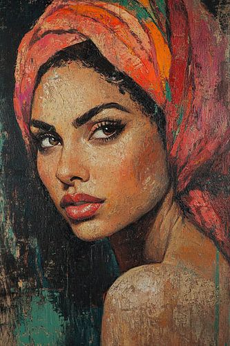 Lady mit rotem Kopftuch