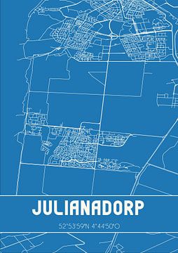 Blauwdruk | Landkaart | Julianadorp (Noord-Holland) van MijnStadsPoster