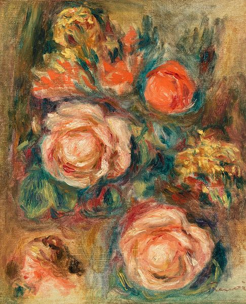 Bouquet rozen , Pierre-Auguste Renoir (1900) van Atelier Liesjes