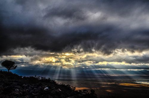 Sunbeams in Ngorongoro crater Tanzania