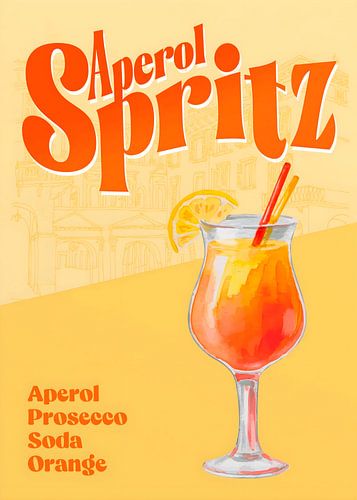Poster im Retro-Stil: „Orange Summer Spritz“-Cocktail
