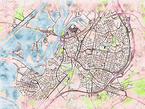 Karte von Roermond im stil 'Soothing Spring'