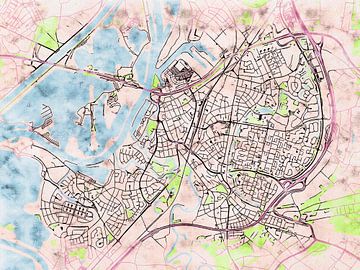 Kaart van Roermond in de stijl 'Soothing Spring' van Maporia