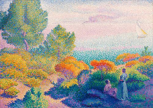 Twee vrouwen aan de kust, Middellandse Zee, Henri-Edmond Cross