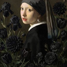 Meisje met de Parel - the Gothic Black Flower Edition by Marja van den Hurk