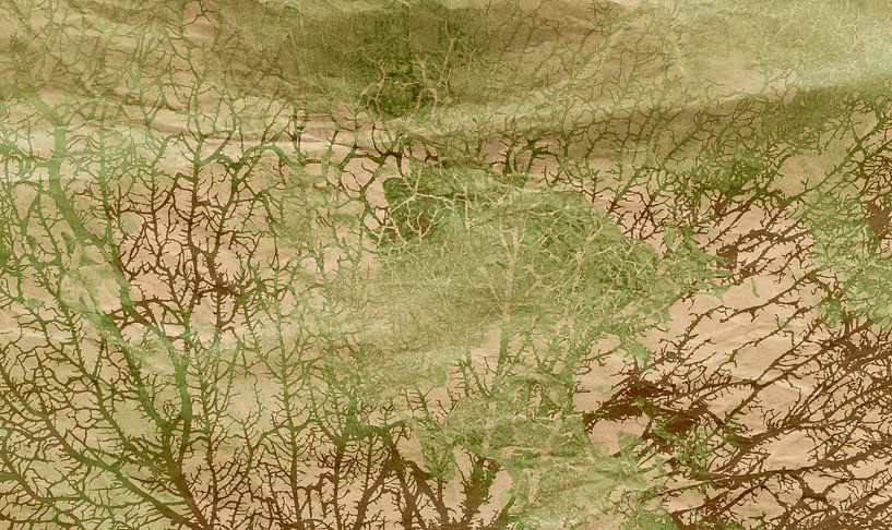 Golden Scandinavian Forest Abstract by Mad Dog Art