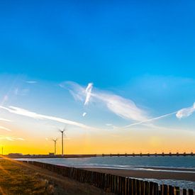 Oosterscheldekering Zonsondergang Zeeland van Andrea de Vries