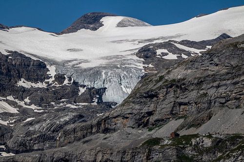 Glacier with mountain hut