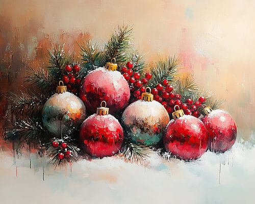 Atmosphère de Noël | Boules de Noël festives et verdure