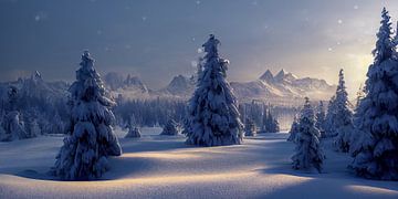 Paysage d'hiver avec des arbres et de la neige Illustration sur Animaflora PicsStock