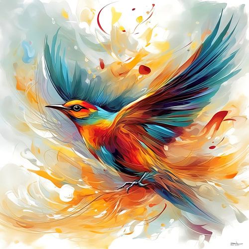 abstract aquarel van een vogel