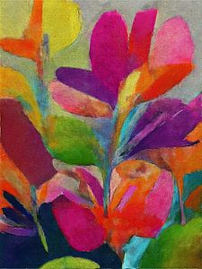 Moderne botanische Kunst in fröhlichen Neonfarben