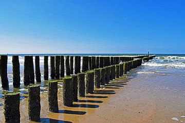 Beach poles on the Zeeland coast by Judith Cool