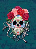 Mexican sugar skull with roses