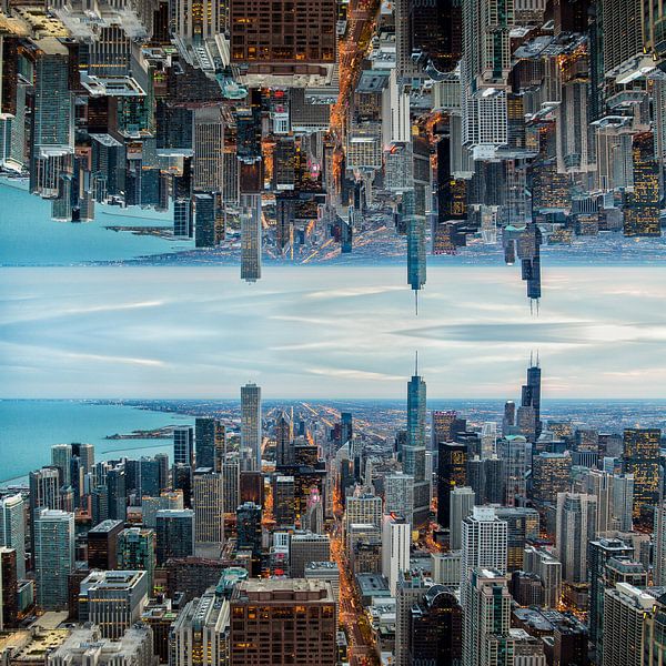 Miroir Skyline Chicago 1 par Joram Janssen