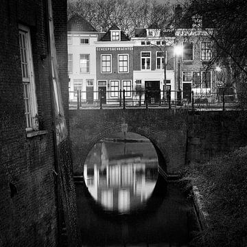 The Kalkbrug on the Brede Haven Den Bosch in black and white