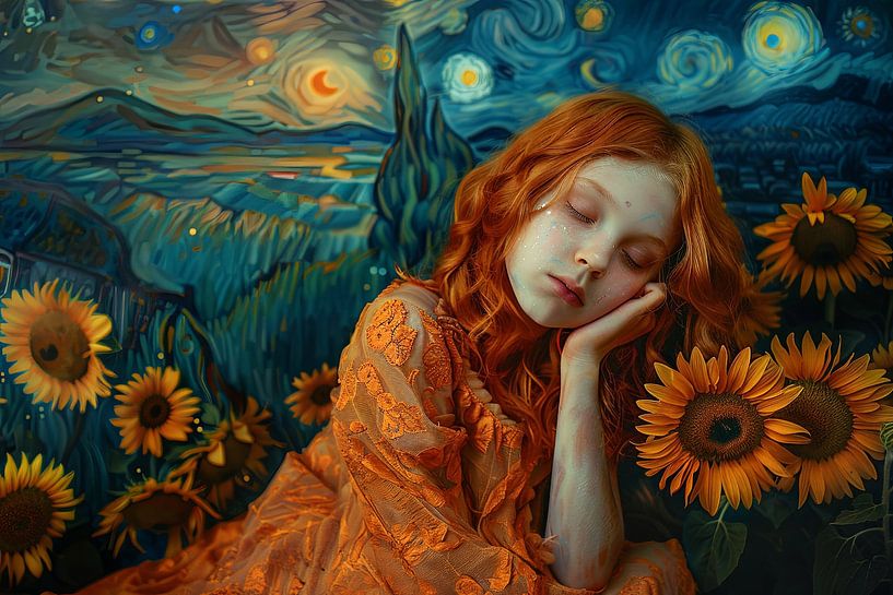 Frau mit Sonnenblumen von Egon Zitter