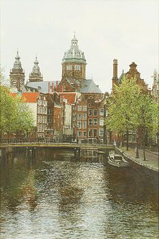 Peinture : Oudezijds Voorburgwal, Amsterdam