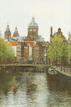 Schilderij: Oudezijds Voorburgwal, Amsterdam van Igor Shterenberg