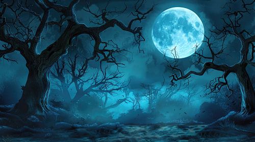 Nuit sous la pleine lune - Halloween Art&quot ;