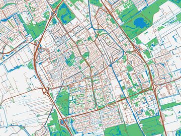 Kaart van Delft in de stijl Urban Ivory van Map Art Studio