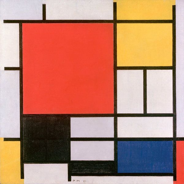 Piet Mondriaan Composition En Rouge Jaune Bleu Et Noir Op Canvas Behang Poster En Meer