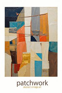 Vintage-Patchwork-Poster, farbenfrohe Mixed-Media-Kunst