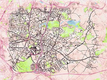 Kaart van Villeneuve-d'Ascq in de stijl 'Soothing Spring' van Maporia