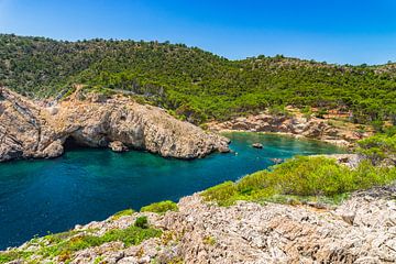 Prachtig uitzicht op het strand van Caló des Monjo, idyllische baai Mallorca van Alex Winter