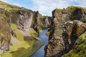Fjaðrárgljúfur kloof in IJsland van Tim Vlielander