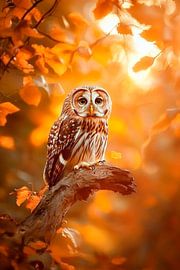 Eule im Herbstlicht von Poster Art Shop