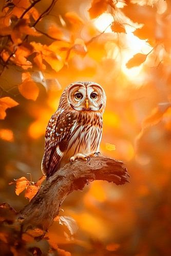 Uil in herfstlicht