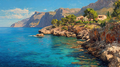 Mallorca spanje zee en bergen artistiek panorama