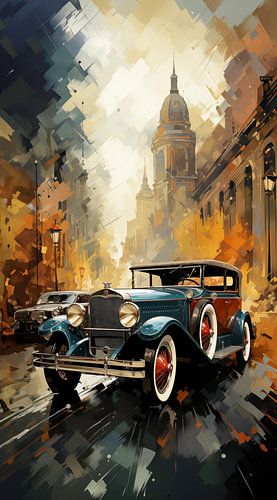 clip-art weergave van een oude vintage auto