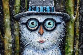 Owl with Fashionable Glasses in Snow by Art & Soul Creations