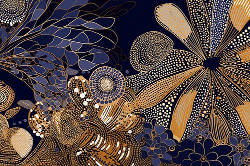 Gold flowers and organic patterns