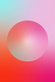 Forme dégradée rétro des années 70 en rose néon, orange, violet et turquoise sur Dina Dankers