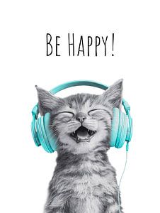 Cool Cat - Be Happy - turquoise
