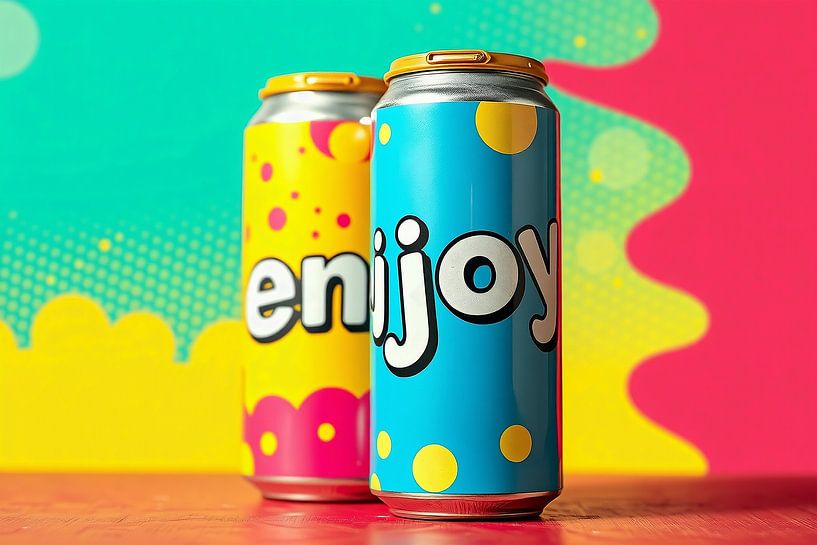 Colourful tins - Enjoy by Wandbilder-Shop