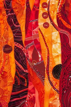 Warm flame pattern in red and orange by artefacti