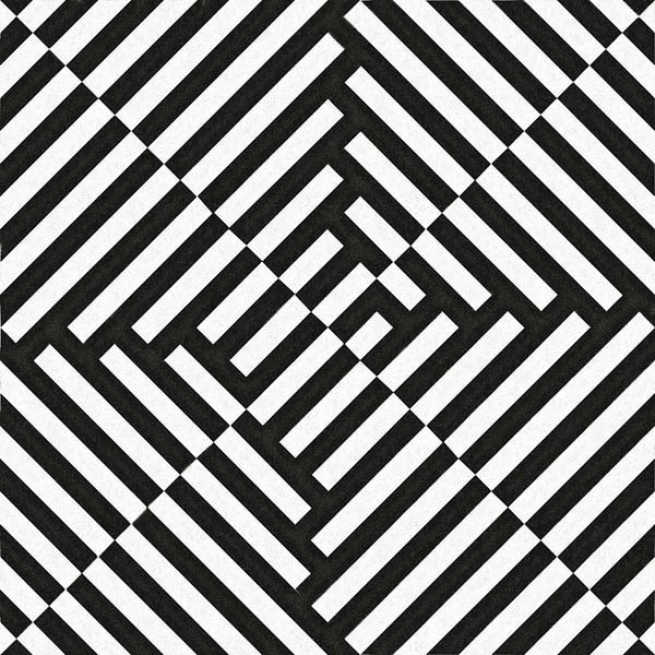 Abstract lijnenspel in zwart wit van Maurice Dawson
