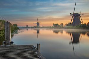 Sonnenaufgang bei den Mühlen von Kinderdijk