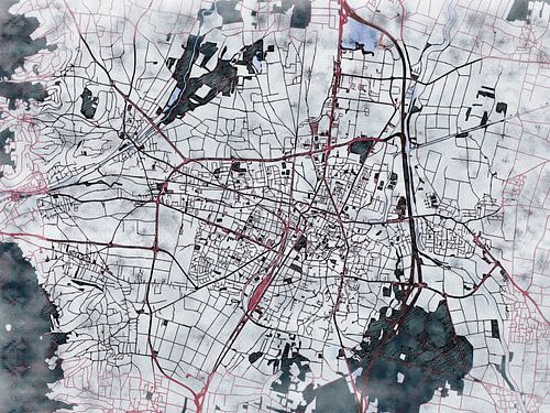 Kaart van Colmar in de stijl 'White Winter'