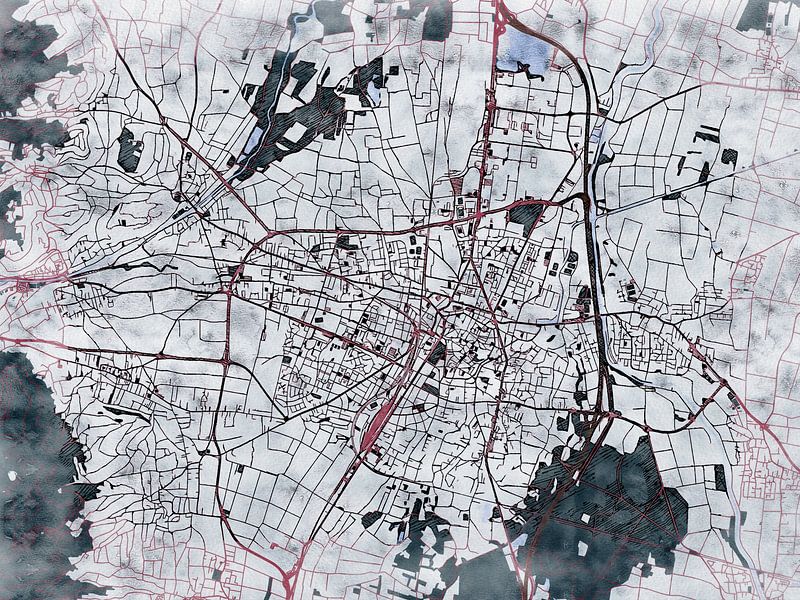 Kaart van Colmar in de stijl 'White Winter' van Maporia