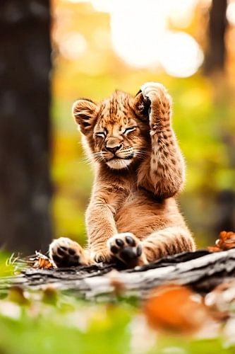 Jonge leeuw in de natuur