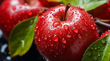 Frischer roter Apfel mit Wassertropfen von Animaflora PicsStock