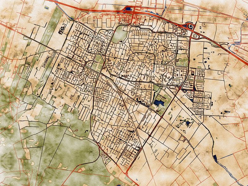 Map of Veenendaal with the style 'Serene Summer' by Maporia