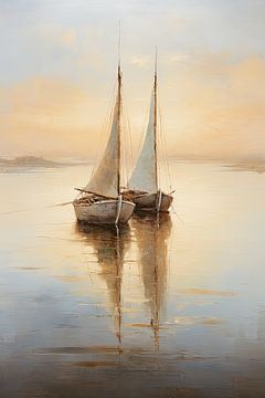 Sailing boat on calm water by Imagine